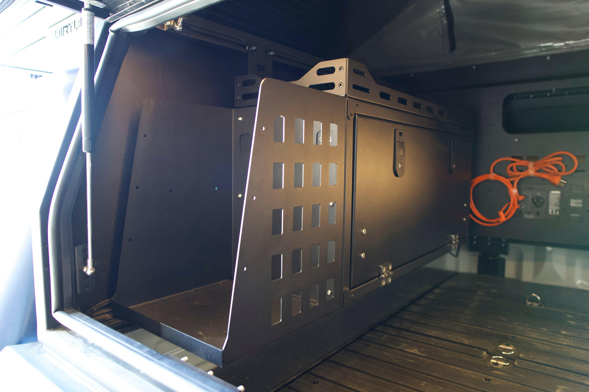 Dirtbox Overland front storage box for canopy camper, universal fit