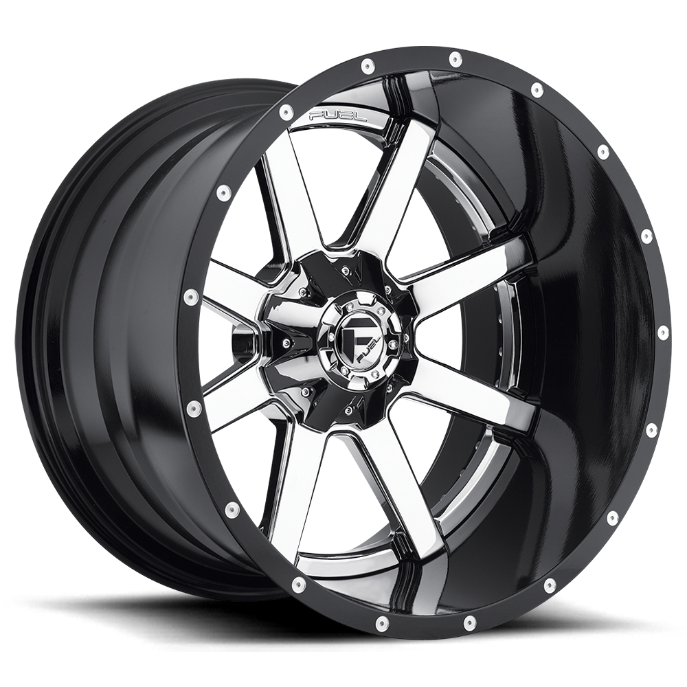 Fuel Maverick D537 Chrome Plated Gloss Black Lip wheel, multiple bolt patterns