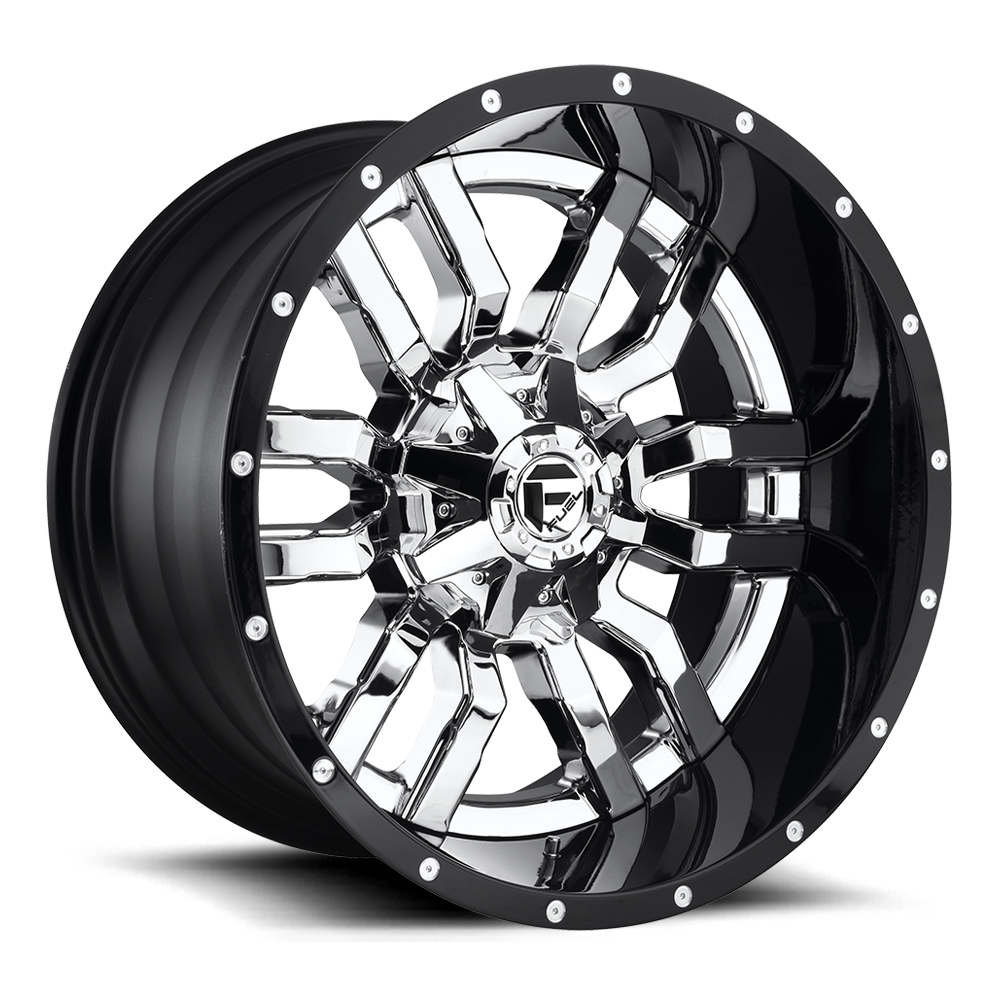 Fuel Sledge D631 Chrome Plated Gloss Black Lip wheel, universal fit