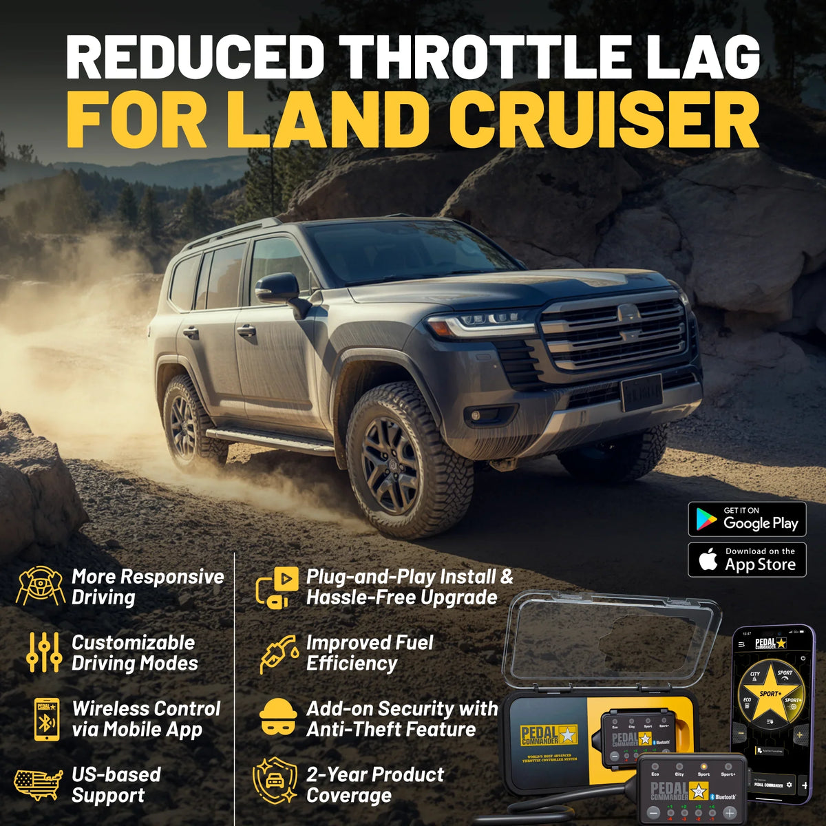 Pedal Commander throttle response controller for Toyota Land Cruiser