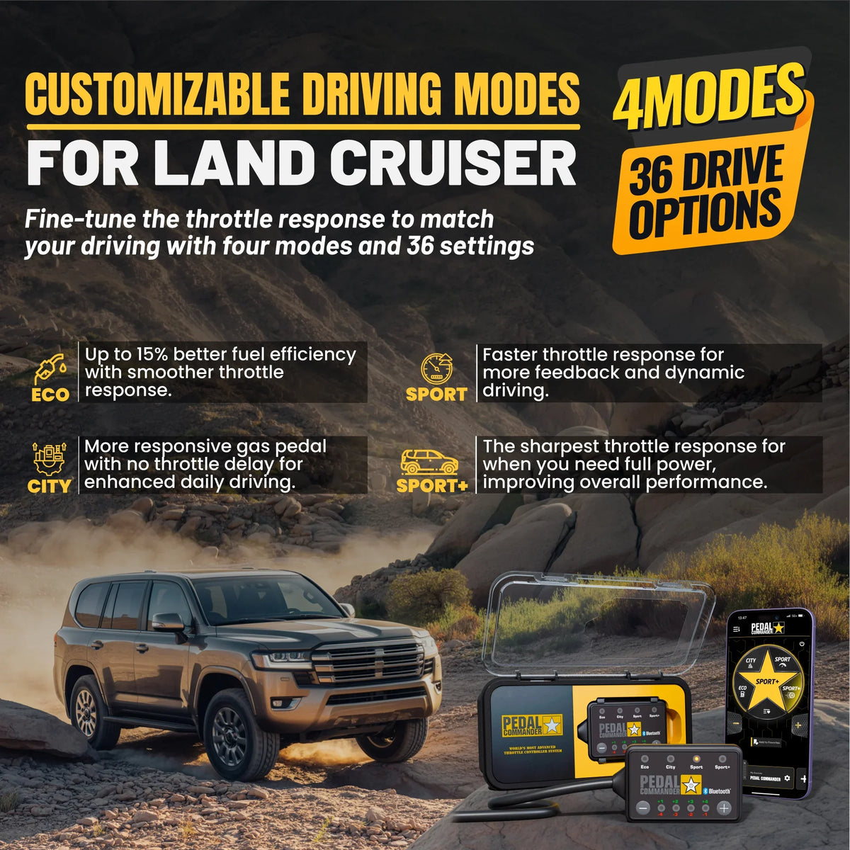 Pedal Commander throttle response controller for Toyota Land Cruiser