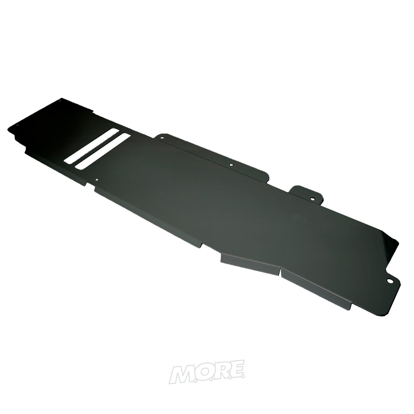 Gas tank skid plate for Jeep Wrangler JKU 2007-2018, black steel, isolated on white