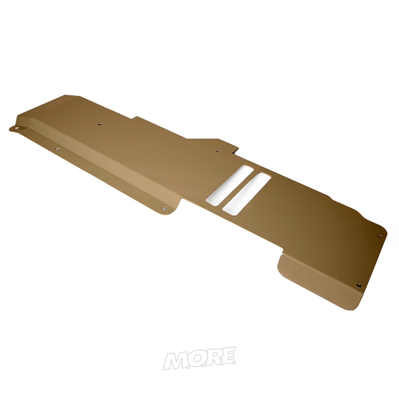 Gas tank skid plate for Jeep Wrangler JL 2-door 2018, tan steel, isolated on white background