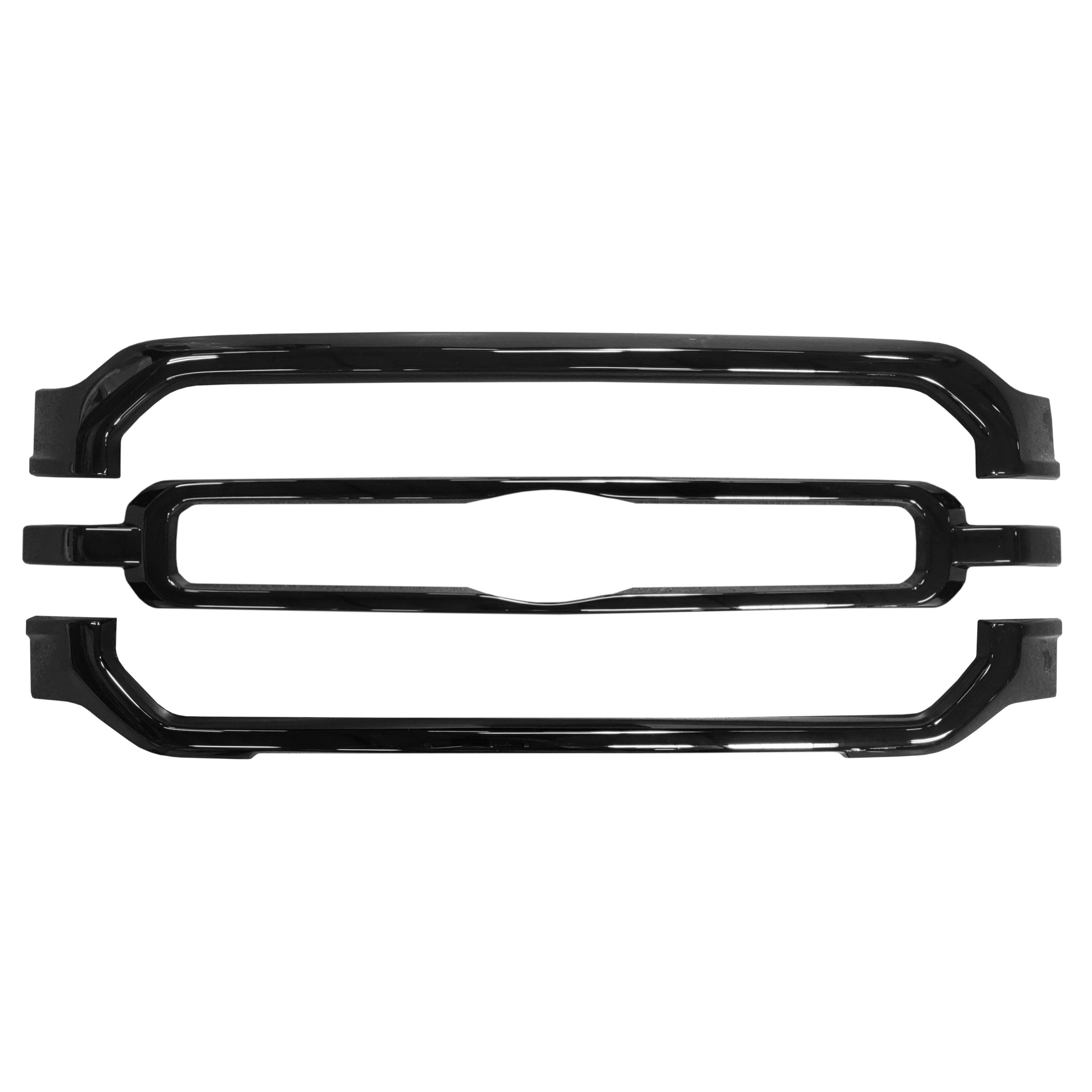 Gloss black upper, lower and center grille overlays for the 2021-2023 ford f150 XLT