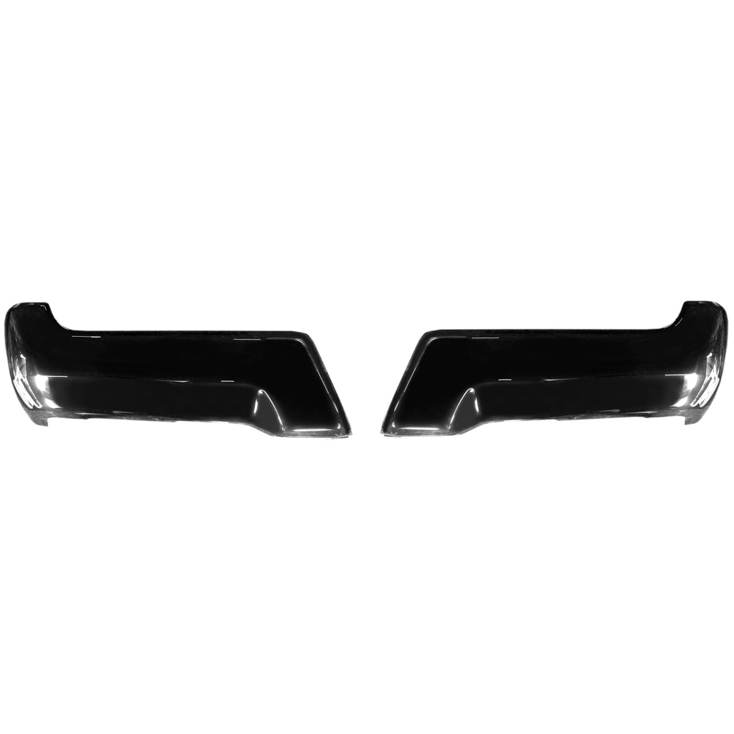 Gloss black BumperShellz rear bumper cover for Ford f250-f350 designed without parking sensor holes.