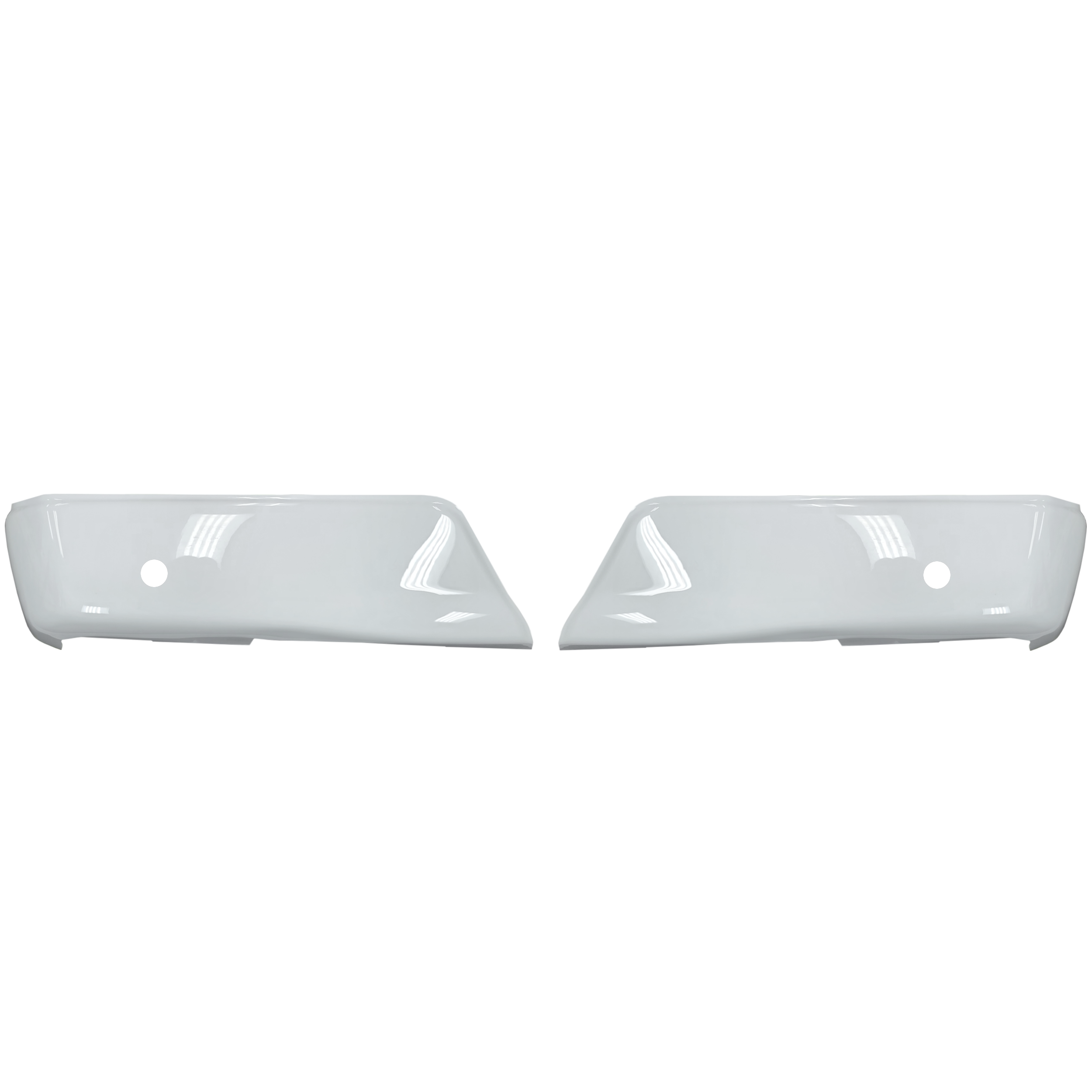 Gloss white Rear BumperShellz for 2015-2020 Ford F-150, with parking sensor hole cutouts