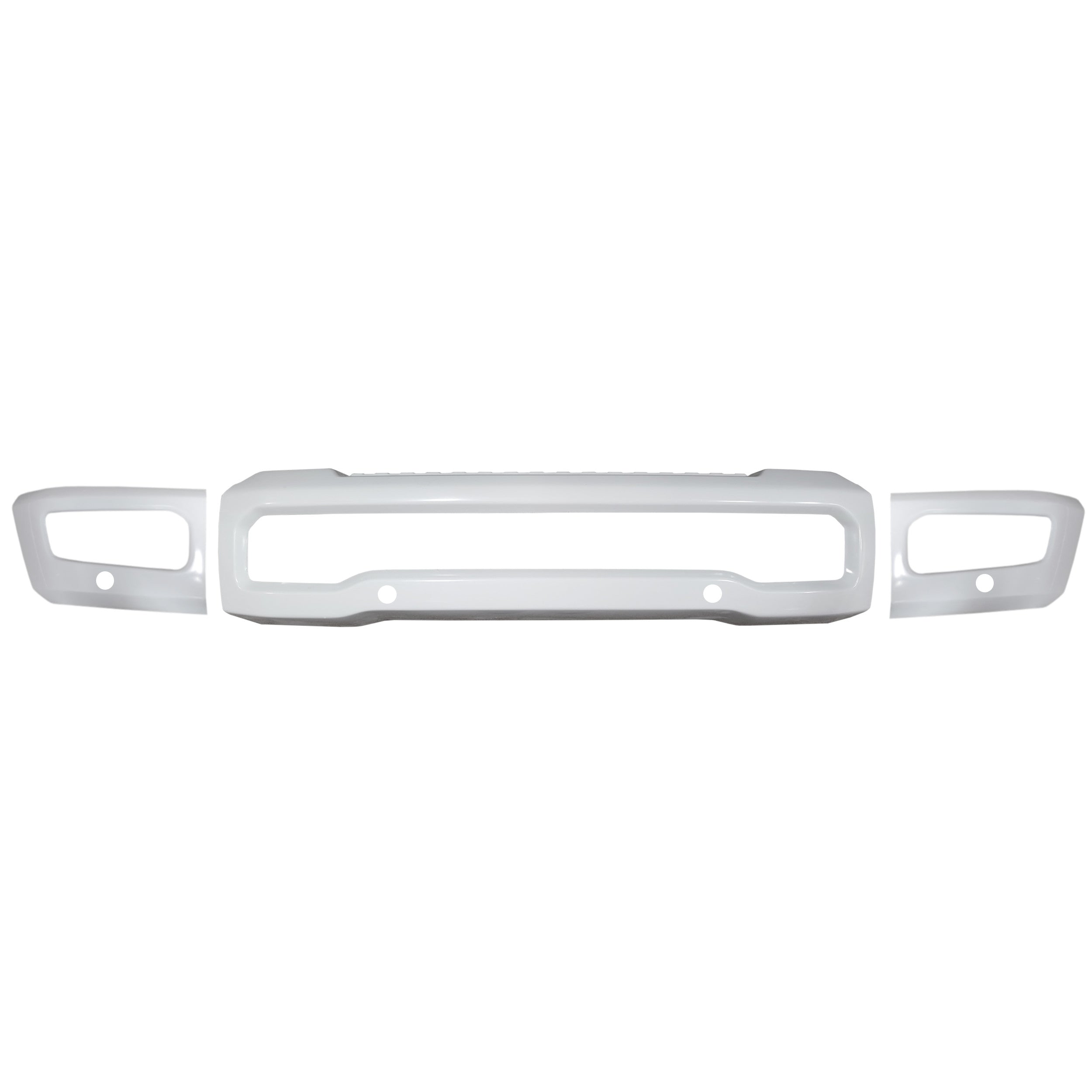 Gloss white 2023 Ford F250 F350 Front Bumper Covers with parking sensor holes, Shellz Chrome Delete Kit