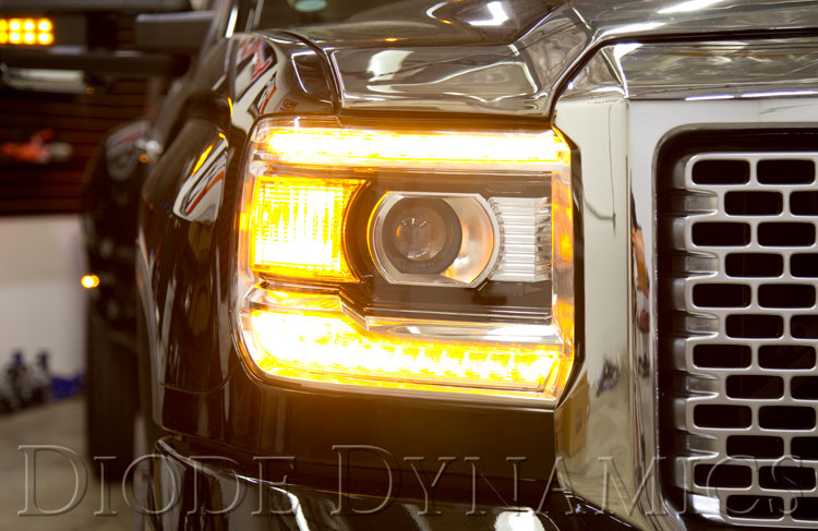 Diode Dynamics switchback DRL LED boards for 2014-2015 GMC Sierra – installed