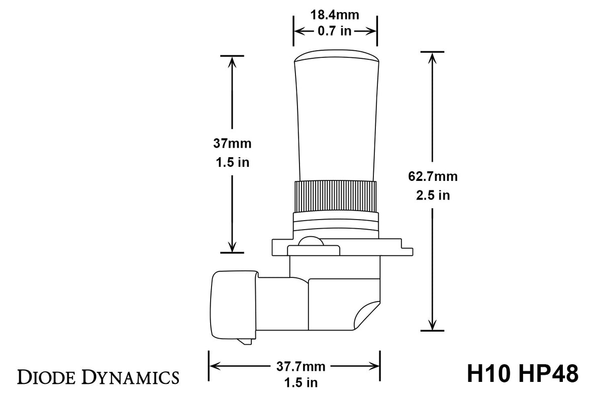 Diode Dynamics H10 HP48 LED bulbs for trucks and SUVs – dimensions