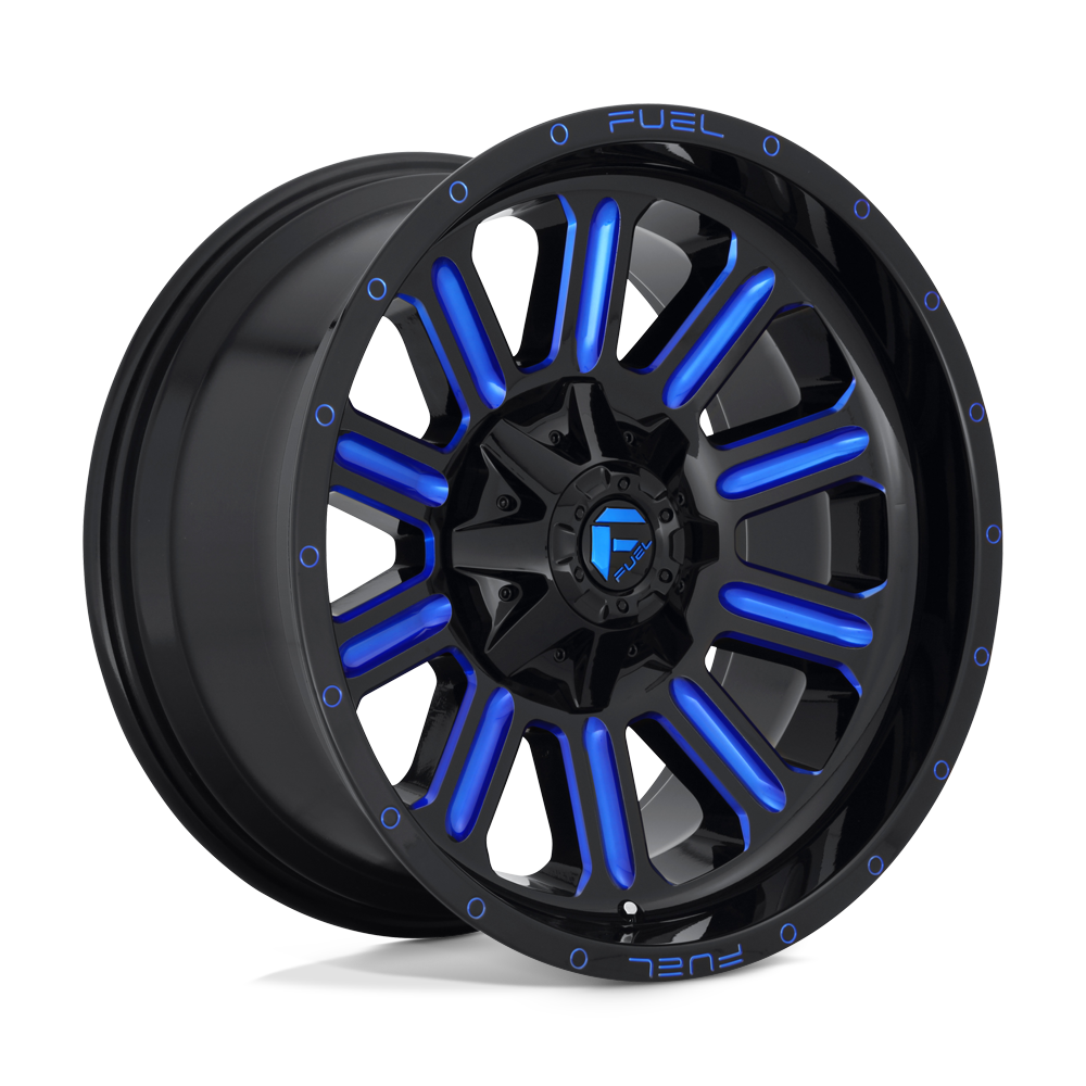 Fuel Hardline D620 Gloss Black Blue Tinted Clear wheel, universal fit