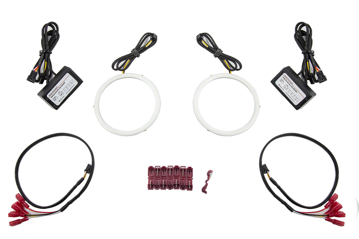 Diode Dynamics HD LED Amber Halo Rings for trucks and SUVs – kit contents