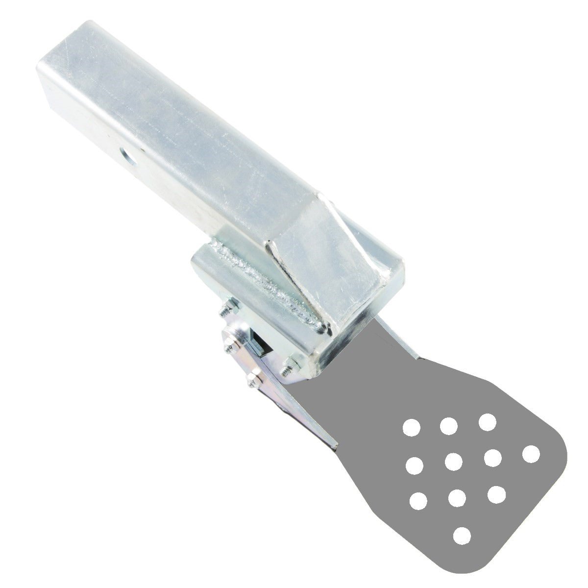 Universal receiver hitch step with powder-coated metal, angled view, white background