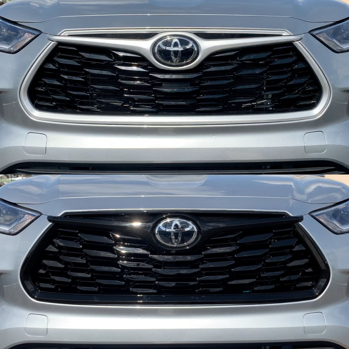 2020-22 Toyota Highlander LE/XLE Does not fit grille with Camera 1 PC Gloss Black Clip-On W/Tape Grille Overlay