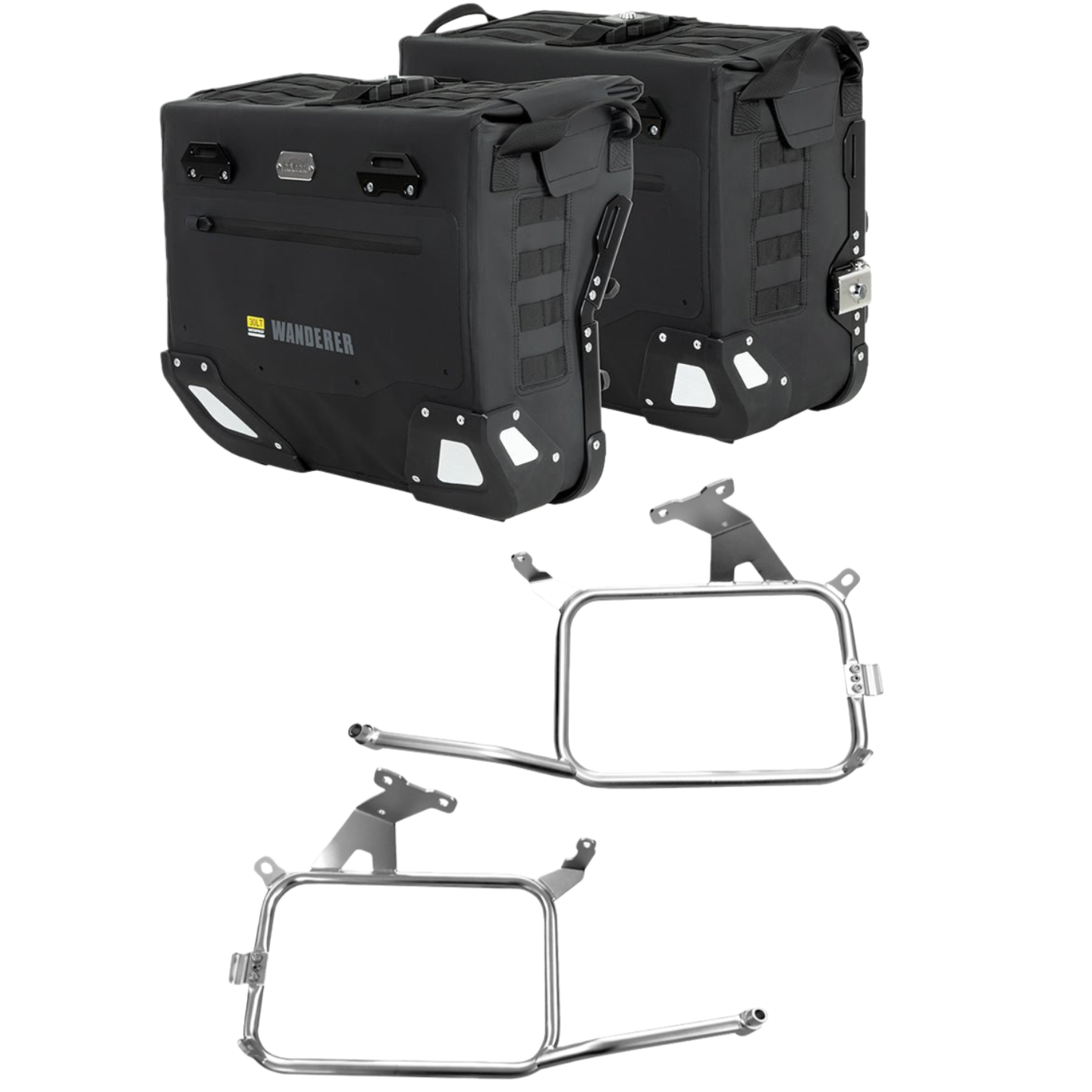 LOBOO Wanderer Series 30L+40L Dual-Purpose Waterproof Side Bags — IPX6 Rated, PP Support Board, Corner Protector, Exhaust-Avoid Design, Anti-Theft System (Requires LOBOO Side Racks)