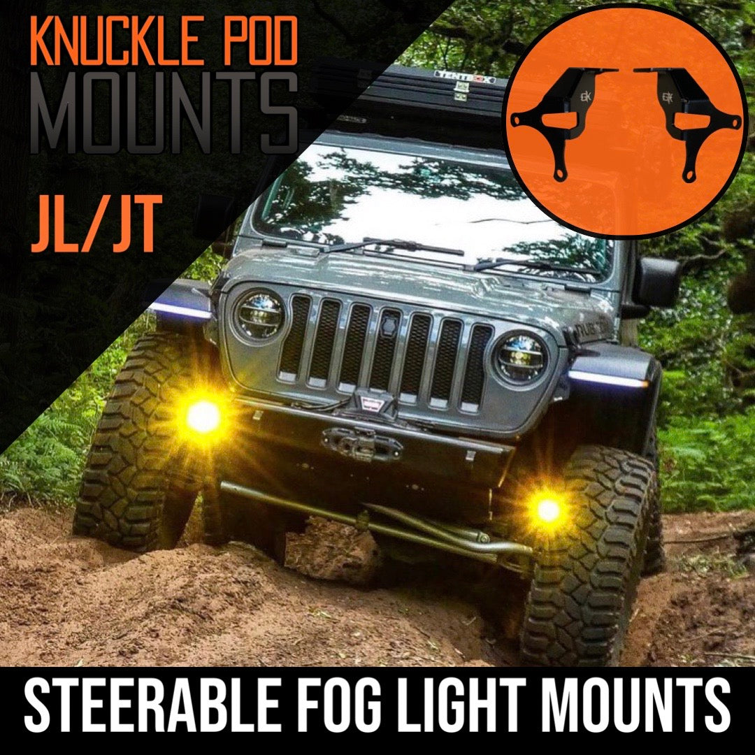 GateKeeper Off-Road 2018+ Jeep JL JT Gladiator Wrangler Steerable Knuckle Pod Light Mounts for Dana 30/44 Axles