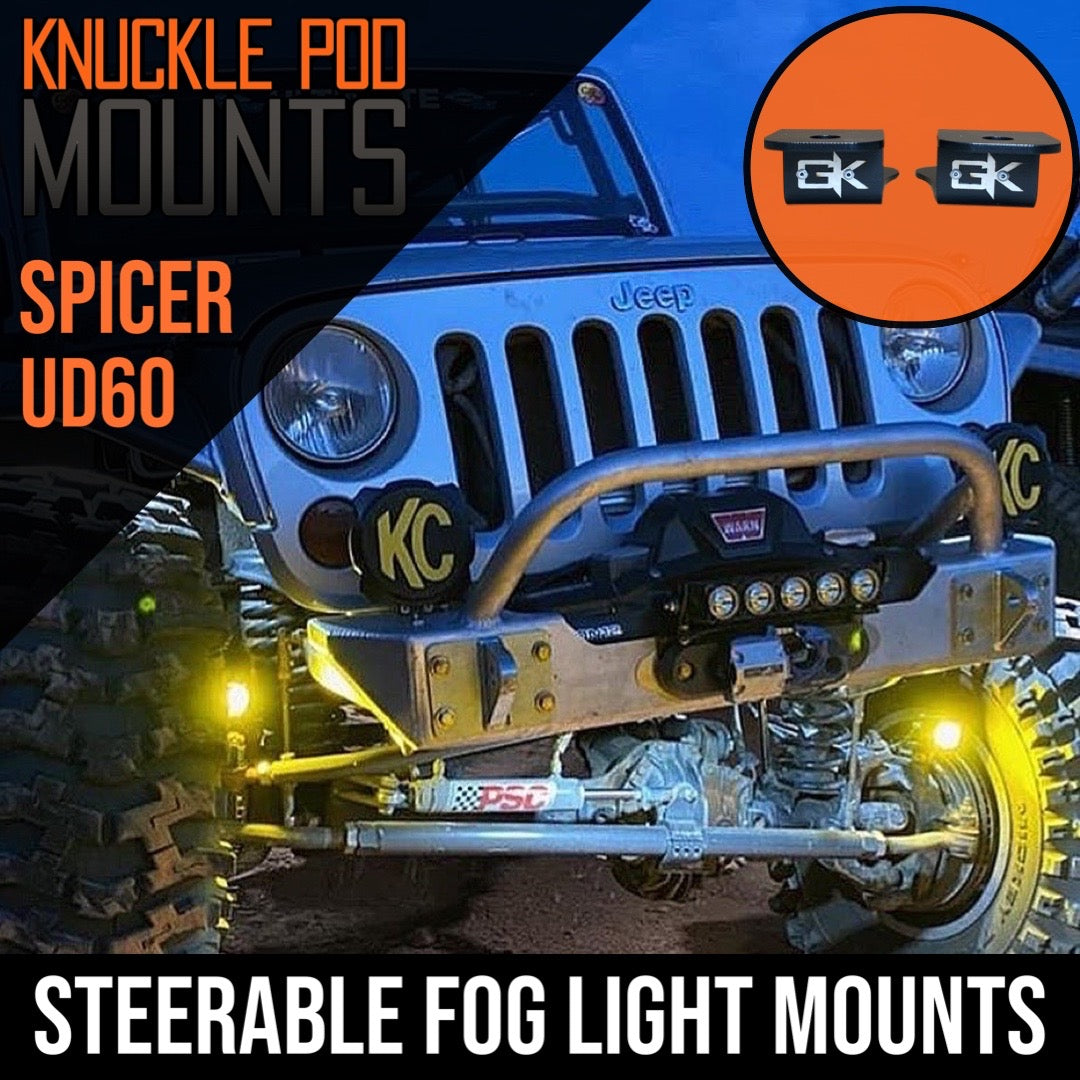 GateKeeper Off-Road Dana Spicer Ultimate Dana 60 Steerable Knuckle Pod Light Mounts for High Steer