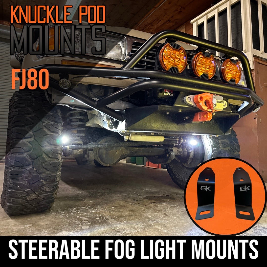 Toyota FJ80 Landcruiser Steerable Knuckle Pod Light Mounts (1990-1997)