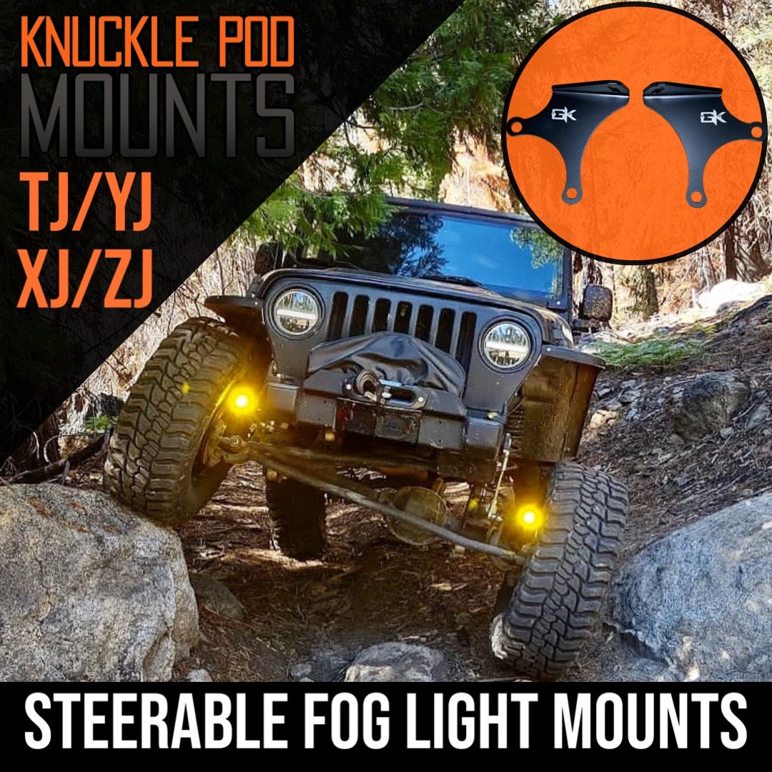 GateKeeper Off-Road 1983-2006 Jeep TJ XJ YJ ZJ Steerable Knuckle Pod Light Mounts for Wrangler Cherokee Dana 30 44 Axles