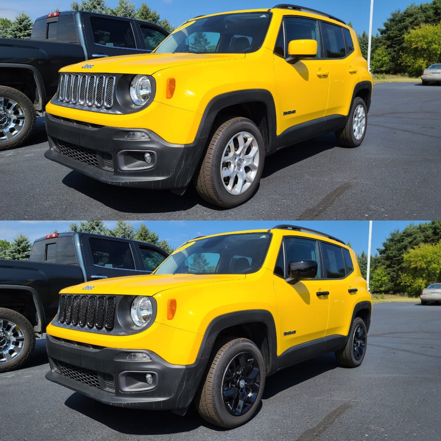 ABS6439BLK 15-19 Jeep Renegade Sport/Limited/Latitude 7 PCS Gloss Black Tape-on Grille Overlay