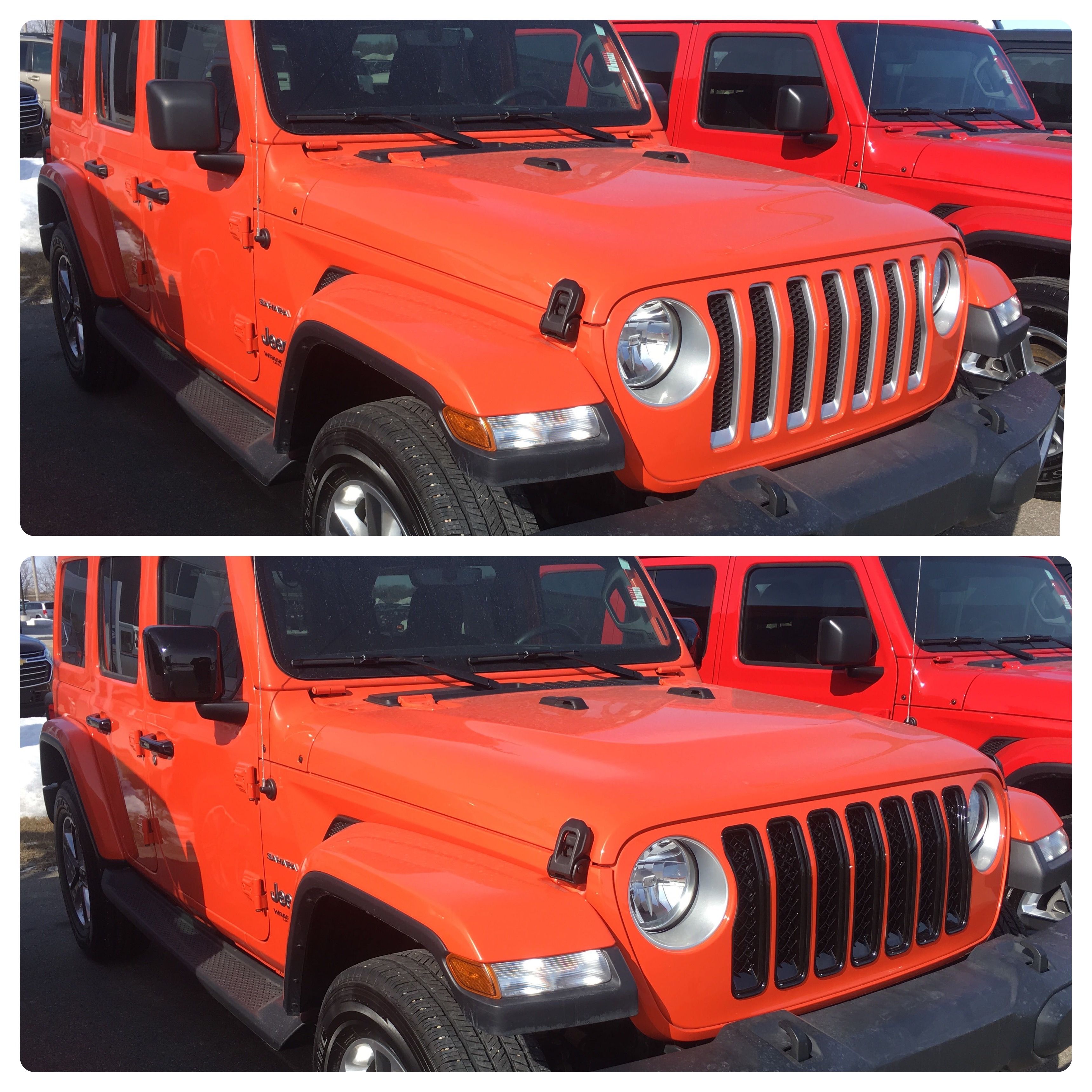 ABS6495BLK 19-22 Jeep Wrangler 7 PCS Gloss Black Tape-on Grille Overlay