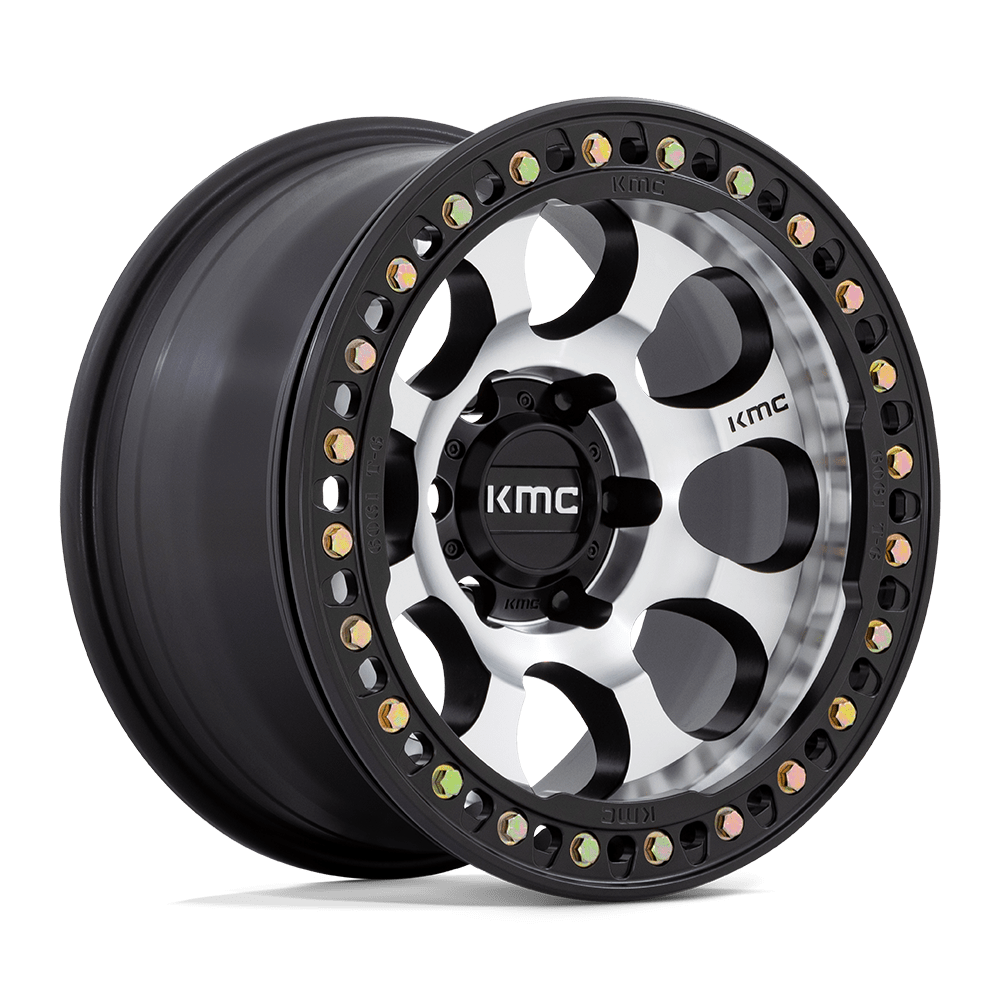 KMC KM237 Riot Beadlock wheel in Mach Satin Black Window & Ring, universal fit