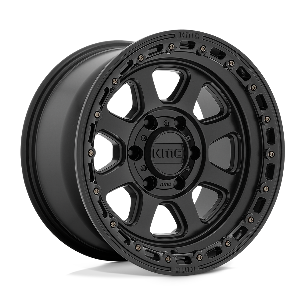 KMC KM548 Chase wheel in Satin Black with Gloss Black Lip, universal fit