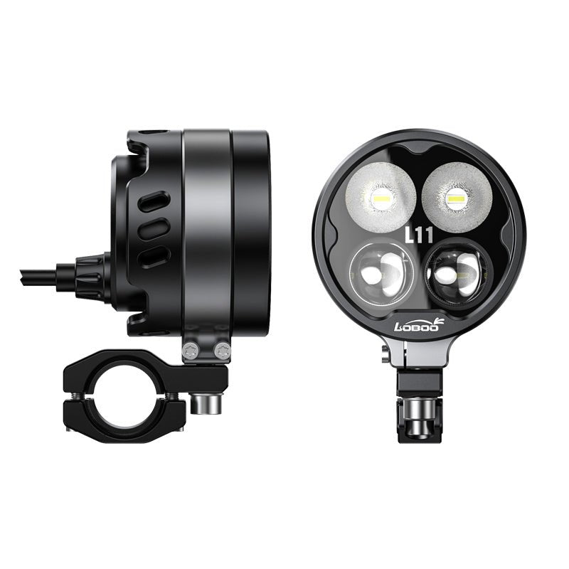 LOBOO L11 Motorcycle Auxiliary Lights – 15000LM High/Low Beam with 3 Warning Modes, IP68 Waterproof, Intelligent Temp Control (Pair)