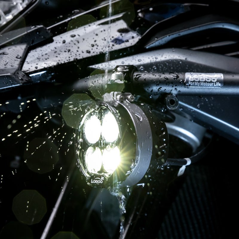 LOBOO L11 Motorcycle Auxiliary Lights – 15000LM High/Low Beam with 3 Warning Modes, IP68 Waterproof, Intelligent Temp Control (Pair)