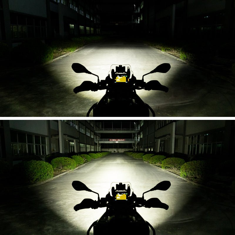 LOBOO L11 Motorcycle Auxiliary Lights – 15000LM High/Low Beam with 3 Warning Modes, IP68 Waterproof, Intelligent Temp Control (Pair)