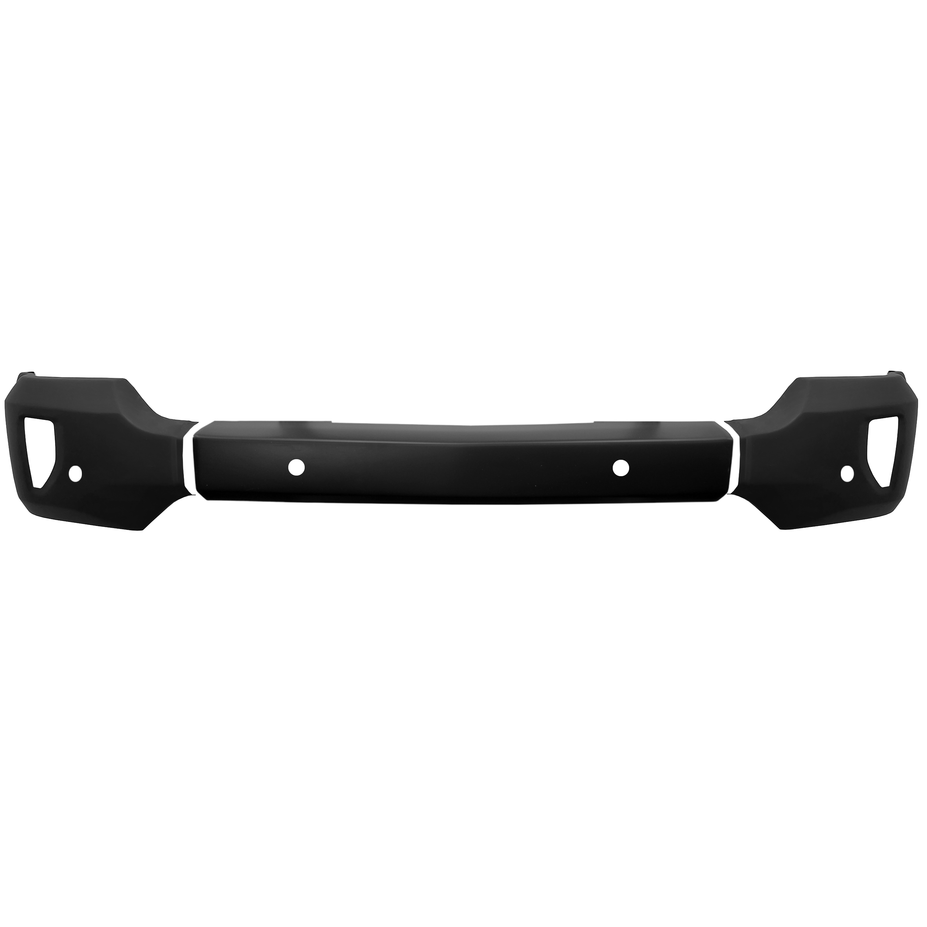 Matte black front BumperShellz for 2016-2018 Chevy Silverado 1500, with parking sensors and fog lamps