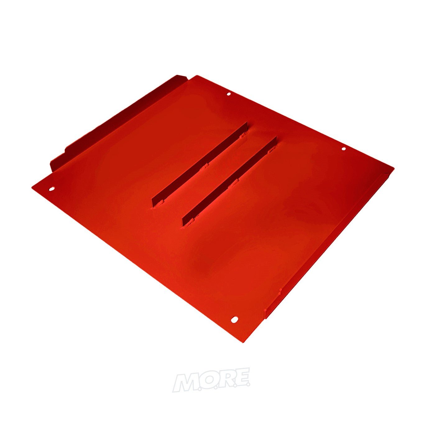 Red steel middle transmission skid plate for Toyota Tacoma off-road protection