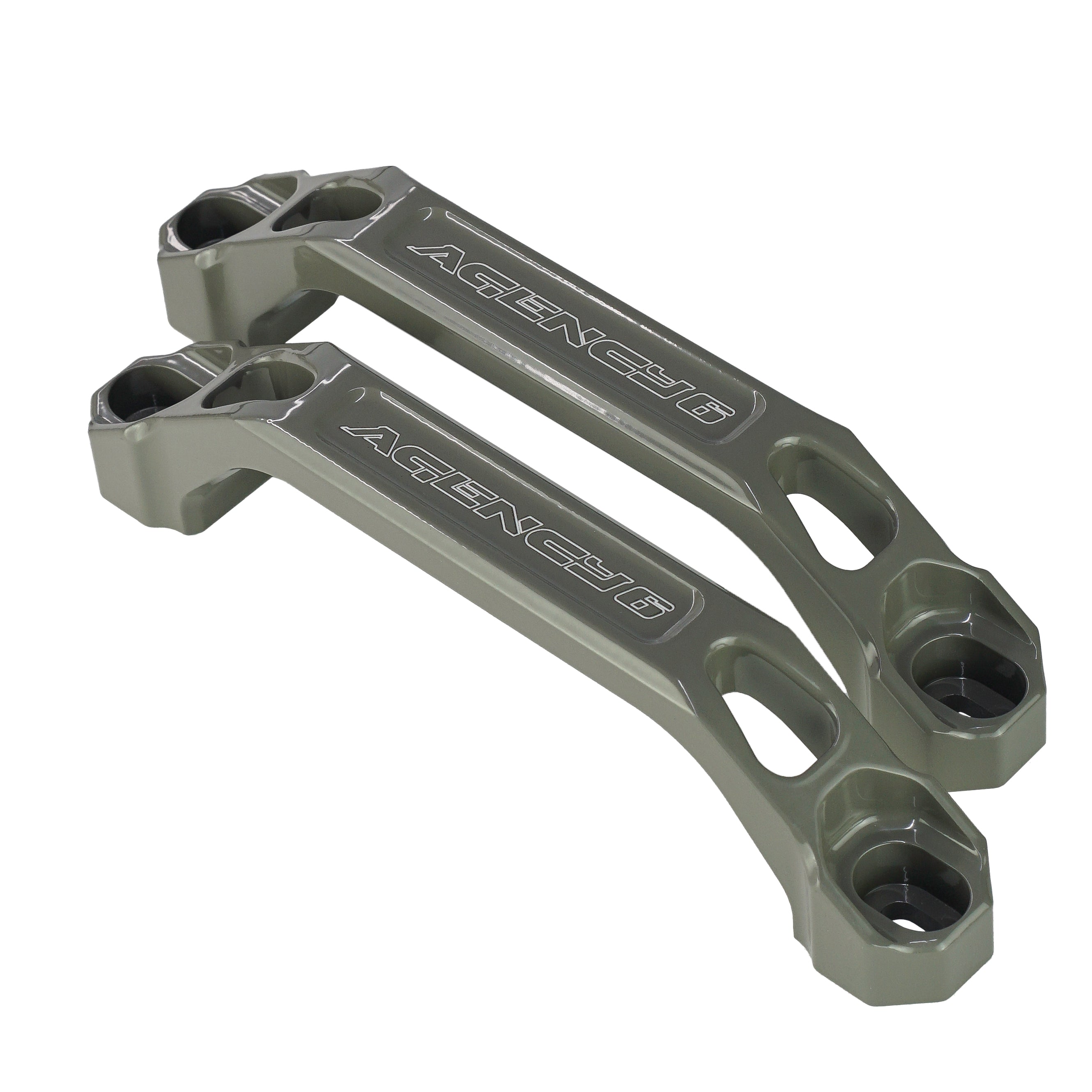 Pair of grey anodized billet aluminum recovery boards mounts for off-road vehicles