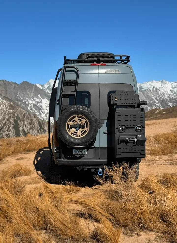 Canyon Adventure Vans Explorer ladder and tire carrier for Mercedes Sprinter 2019+