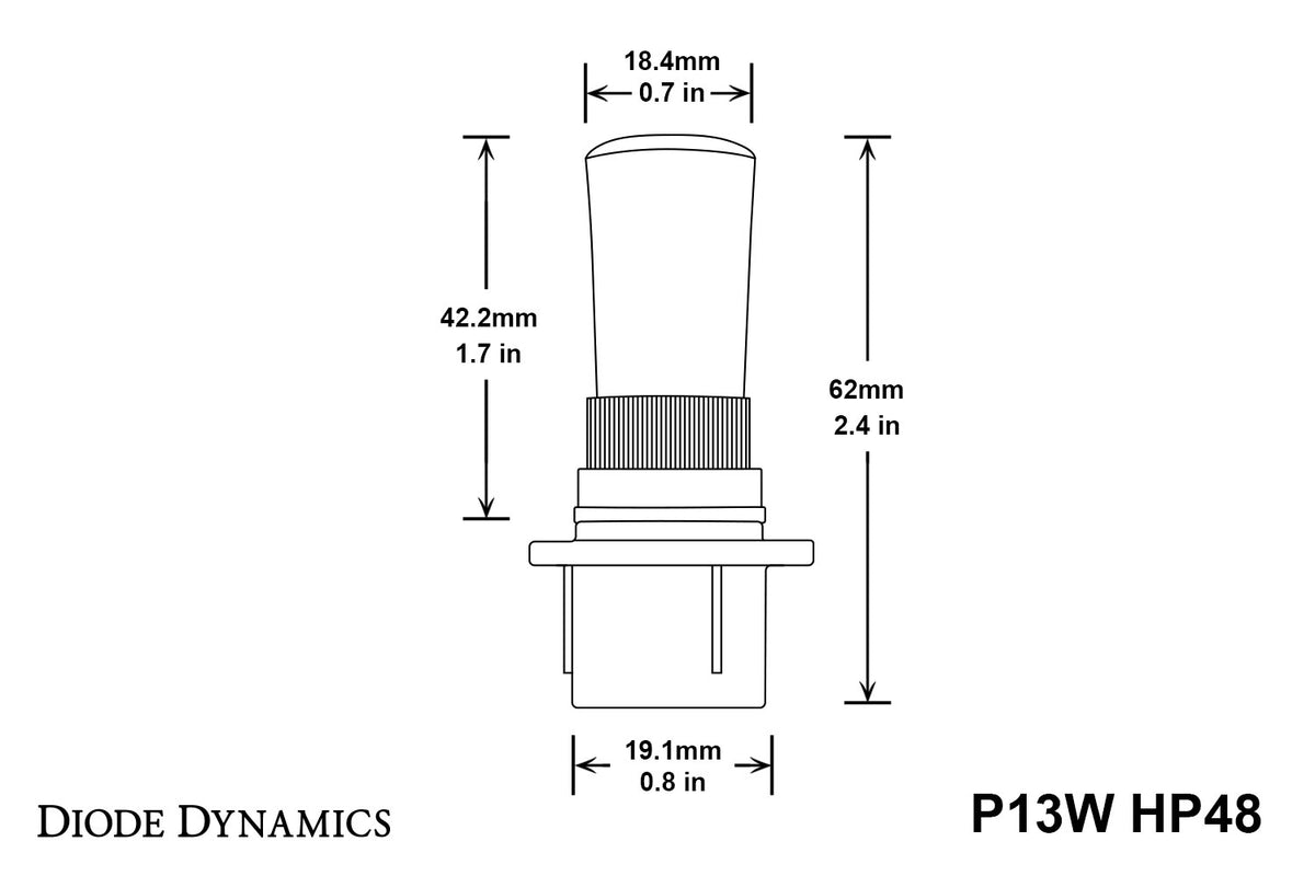 Diode Dynamics P13W HP48 LED bulbs for Nissan Titan – dimensions