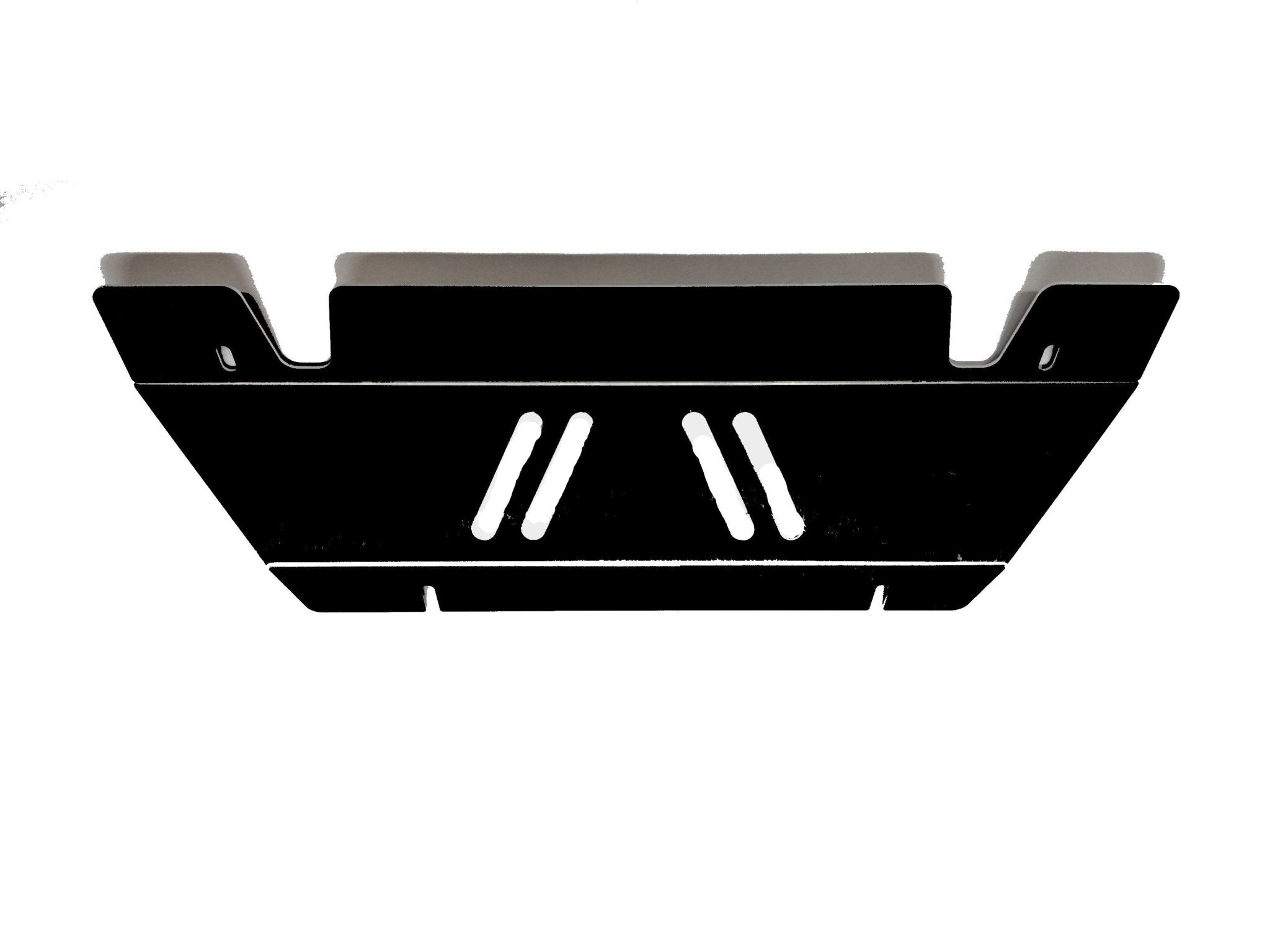 Steel radiator shield for Toyota 4Runner Gen 5, black with cutout vents on white background