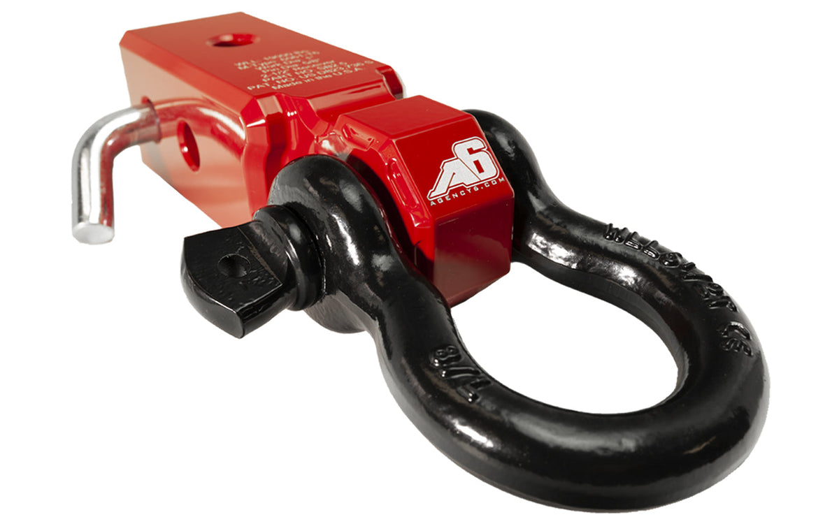 Agency 6 2.5 inch shackle block assembly in red for universal fit