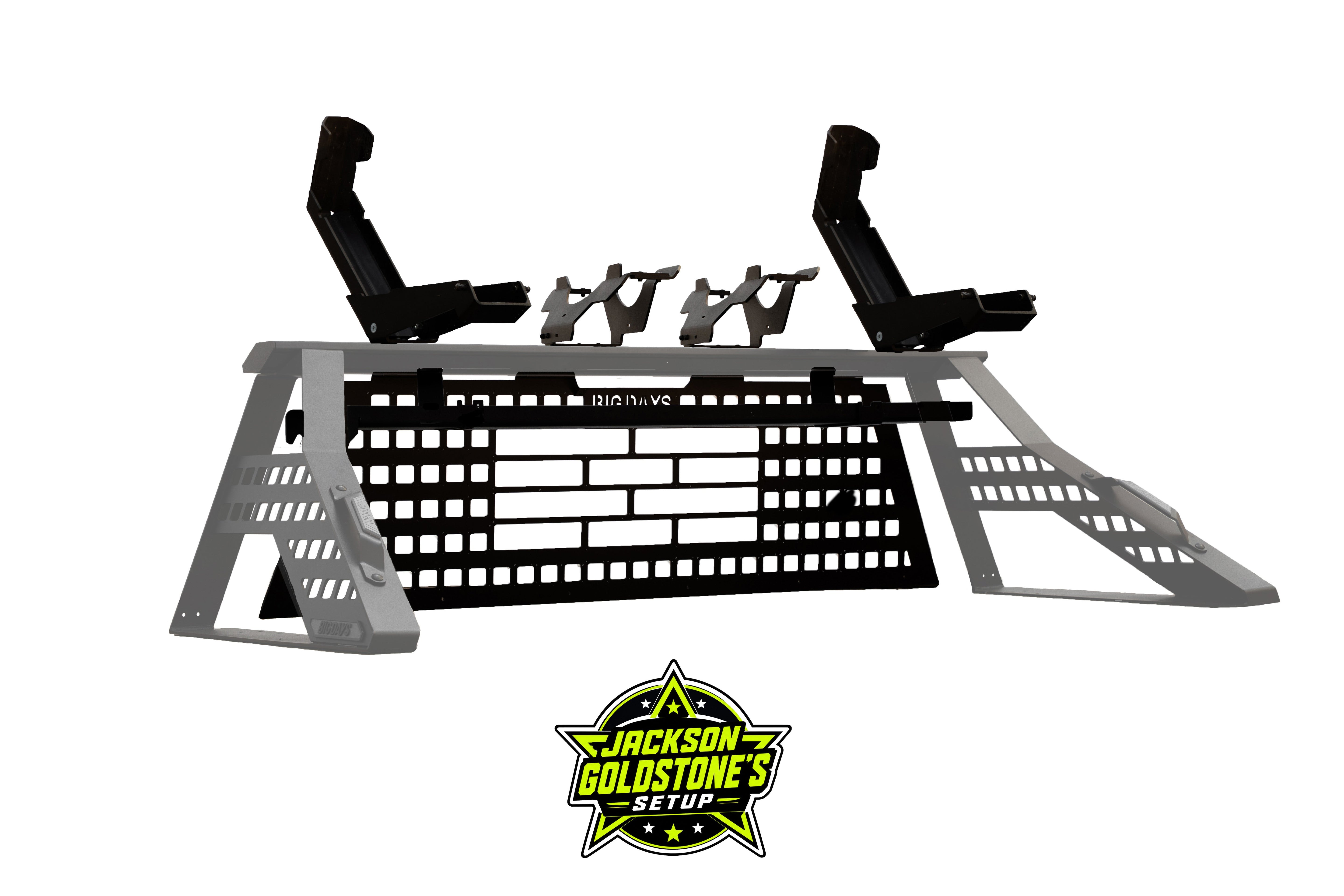 Big Days Elite Build chase rack loaded with two dirt bikes and two mountain bikes in a pickup truck bed