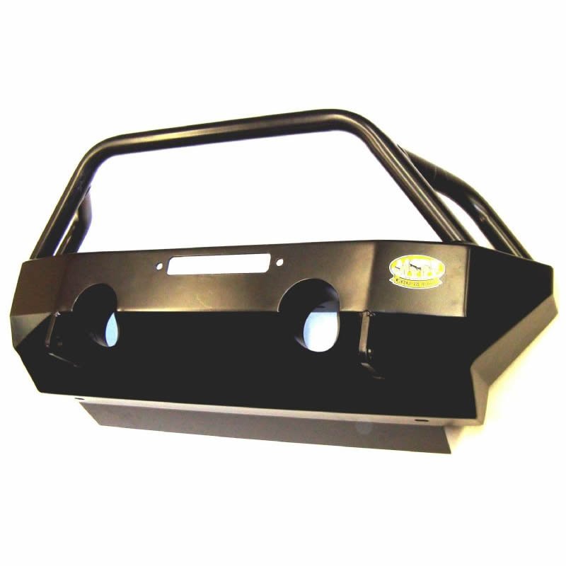 Heavy-duty rock proof front bumper with tube work for Jeep Wrangler JK 2007-2018.