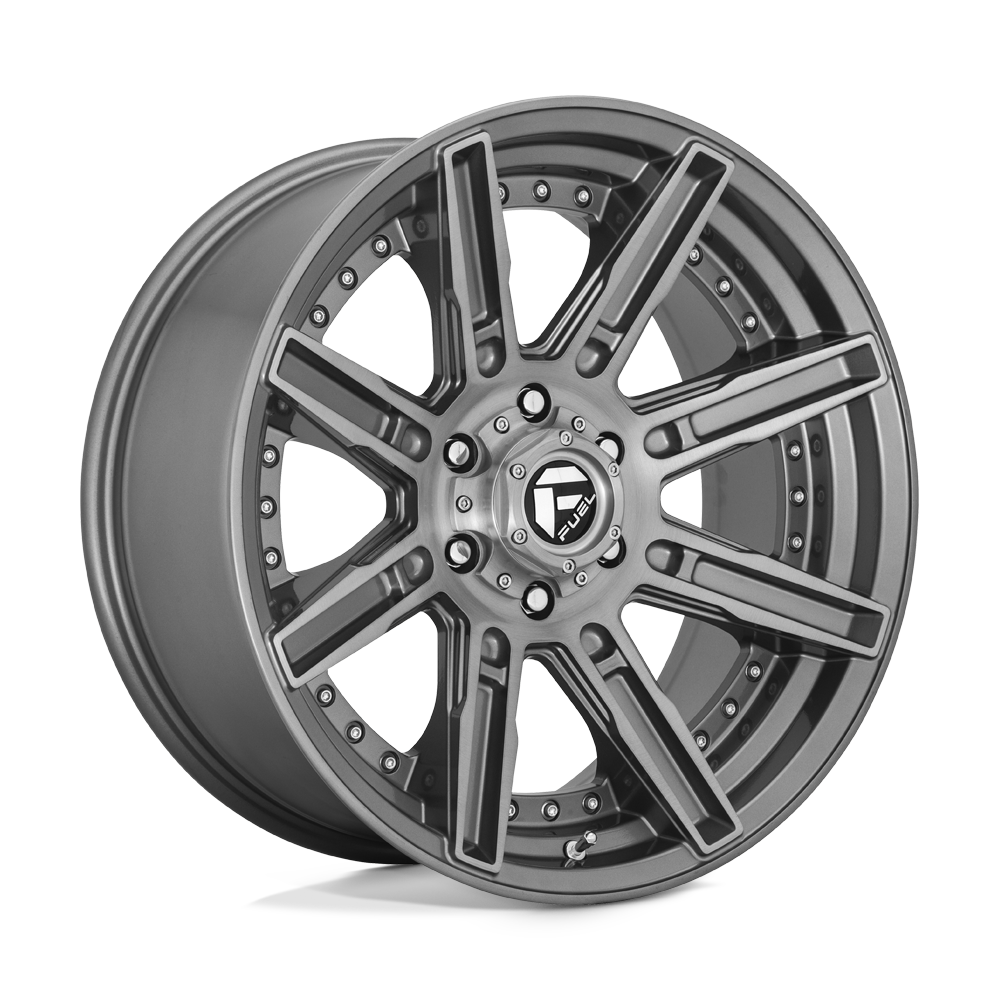 Fuel Rogue D709 Brushed Gun Metal Tinted Clear wheel, multiple bolt patterns