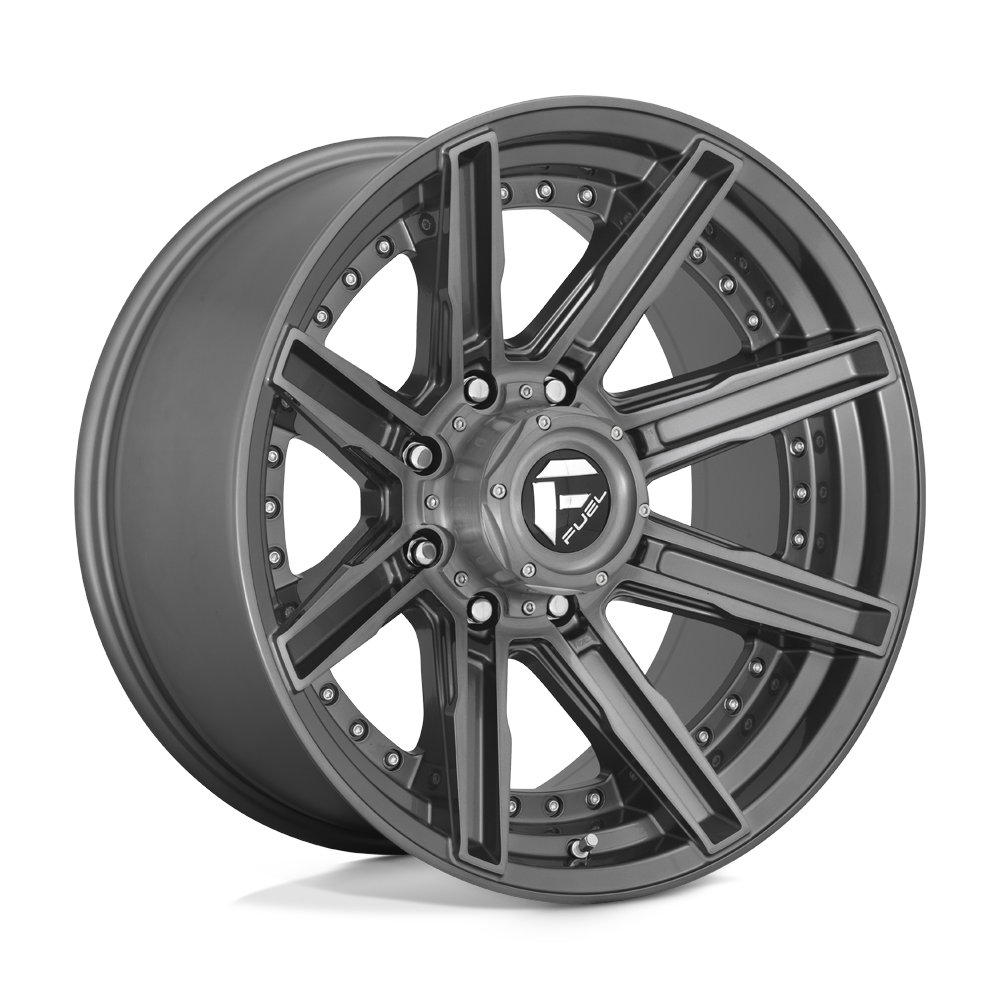 Fuel Rogue D709 Brushed Gun Metal Tinted Clear wheel, multiple bolt patterns