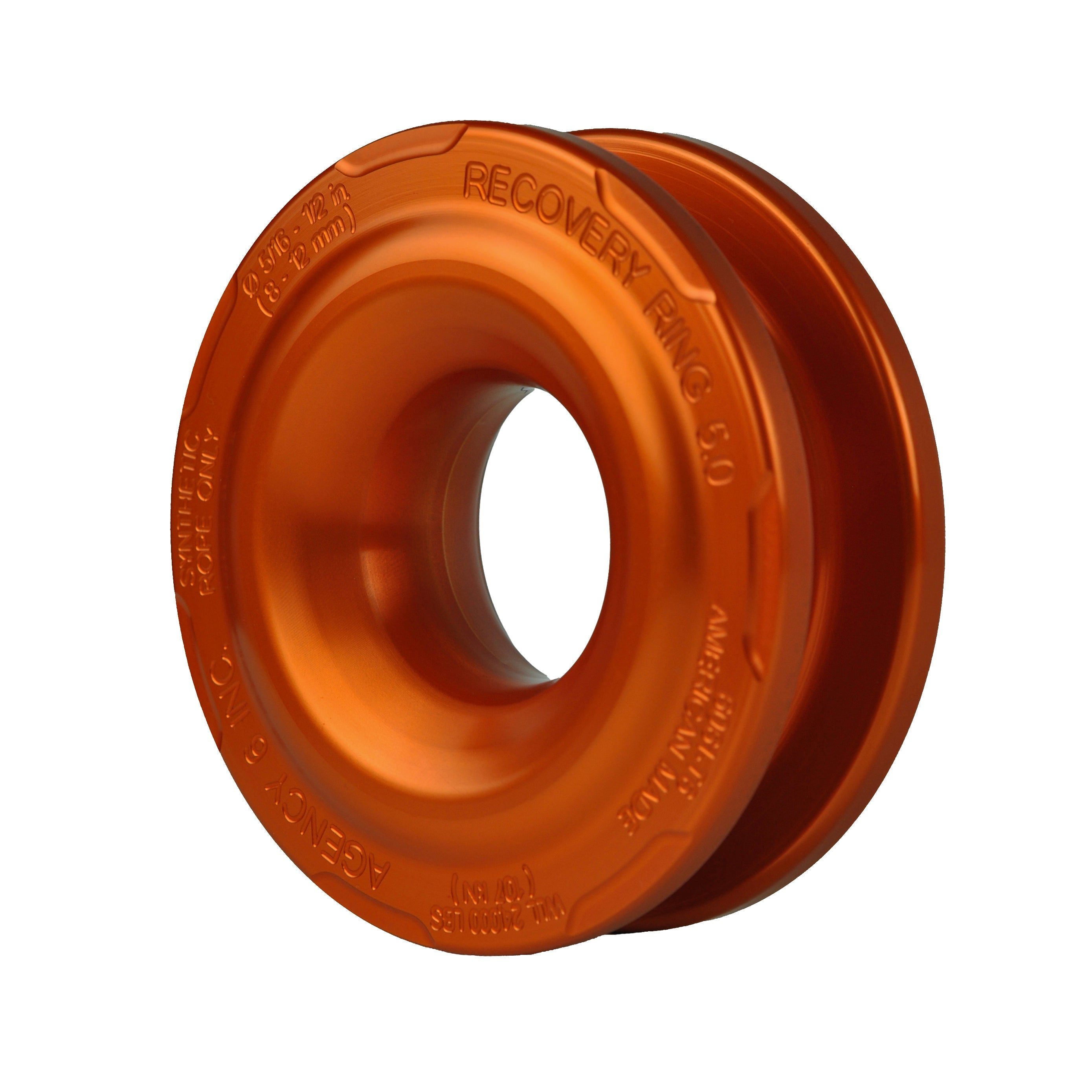 Orange aluminum recovery ring for winch and overlanding recovery gear