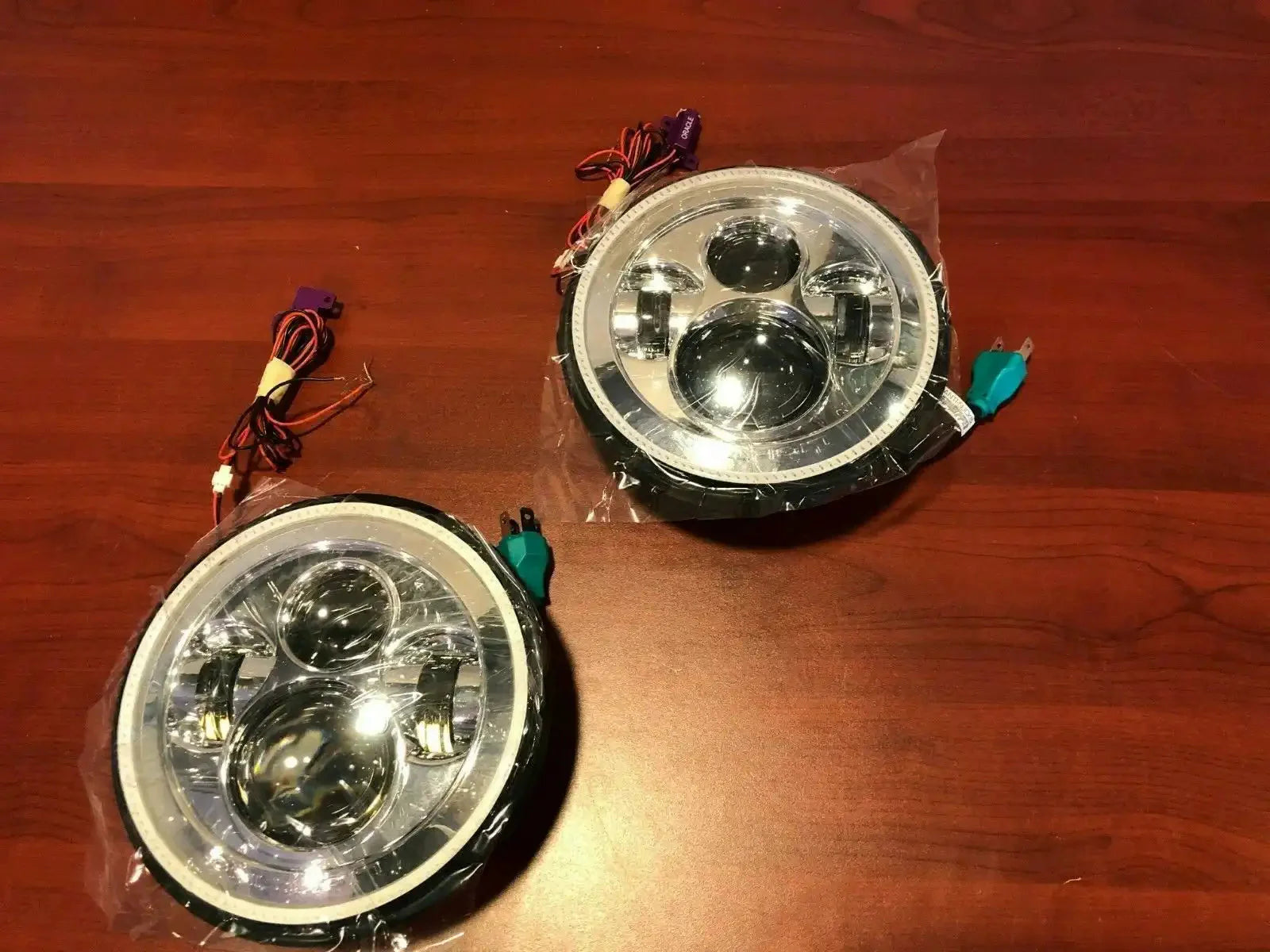 ORACLE 7" High Powered LED Chrome Headlights with Green PLASMA Halos - 5770-054 - CLEARANCE