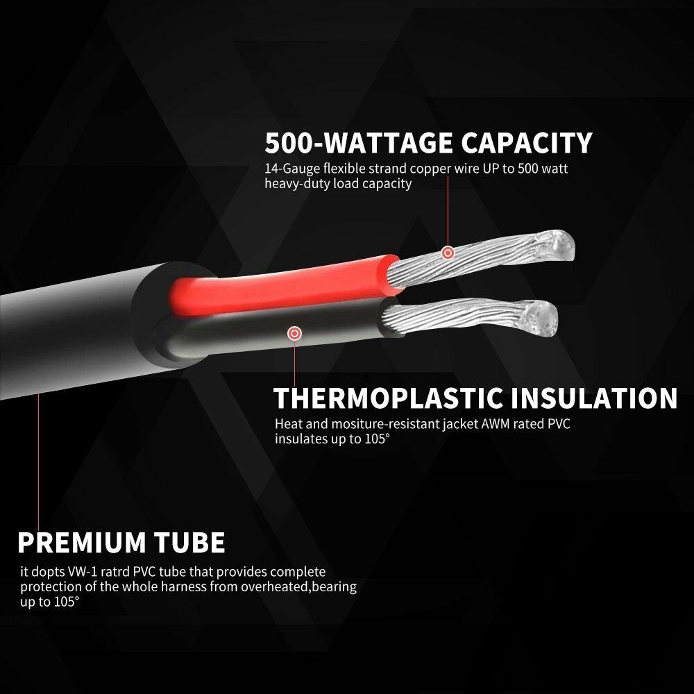 LED LIGHT BAR WIRING HARNESS KIT (2 LEADS 16AWG) WITH FUSE 12V 40A RELAY 3/4" ON/OFF SWITCH