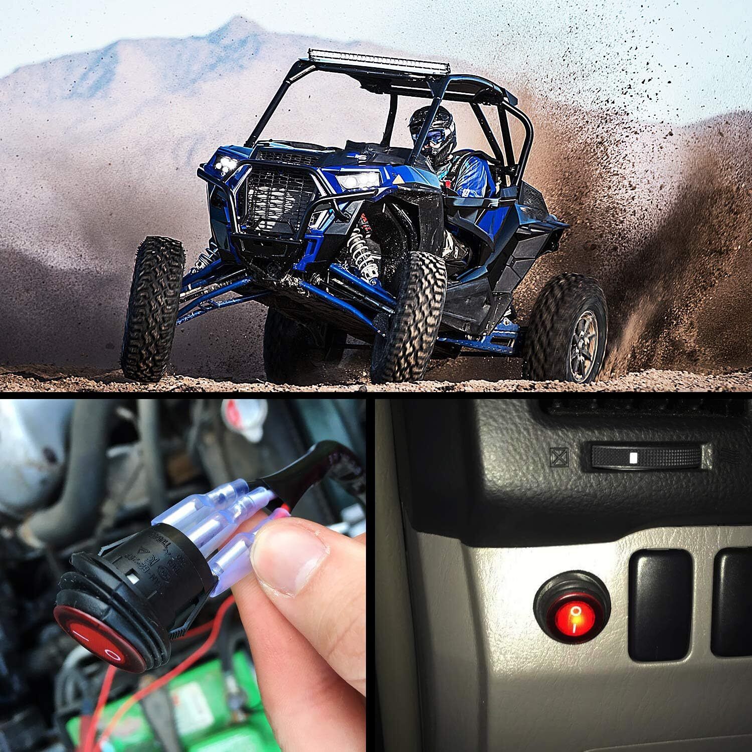 LED LIGHT BAR WIRING HARNESS KIT (2 LEADS 16AWG) WITH FUSE 12V 40A RELAY 3/4" ON/OFF SWITCH