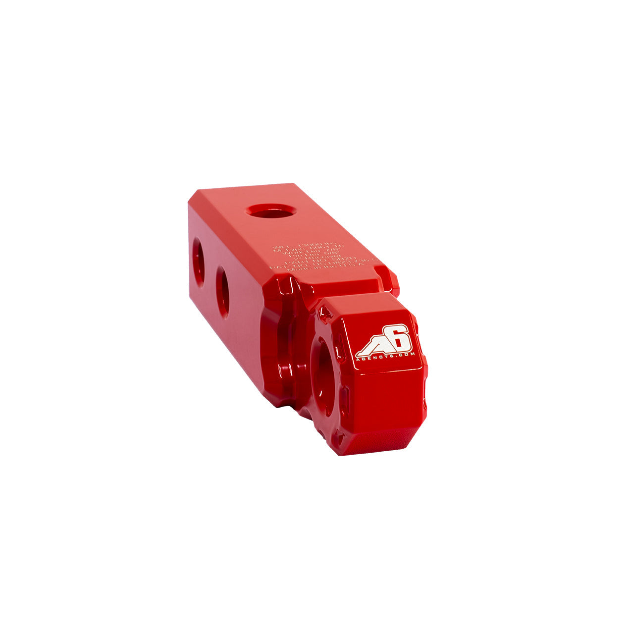 Red single block shackle for off-road recovery, heavy-duty vehicle towing accessory