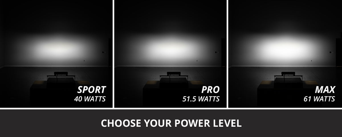 Diode Dynamics SS10 White LED Light Bar for trucks and SUVs – power levels