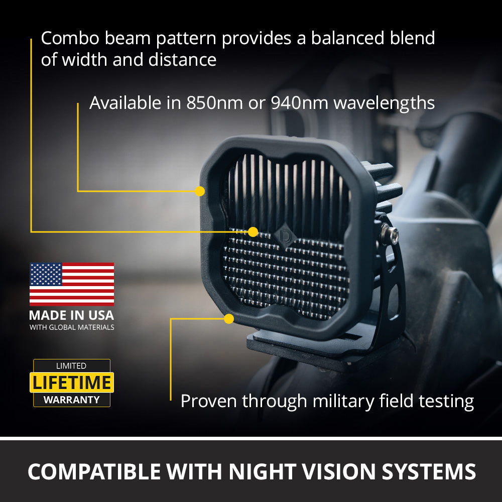 Diode Dynamics SS3 infrared LED pod for trucks and SUVs – spec graphic