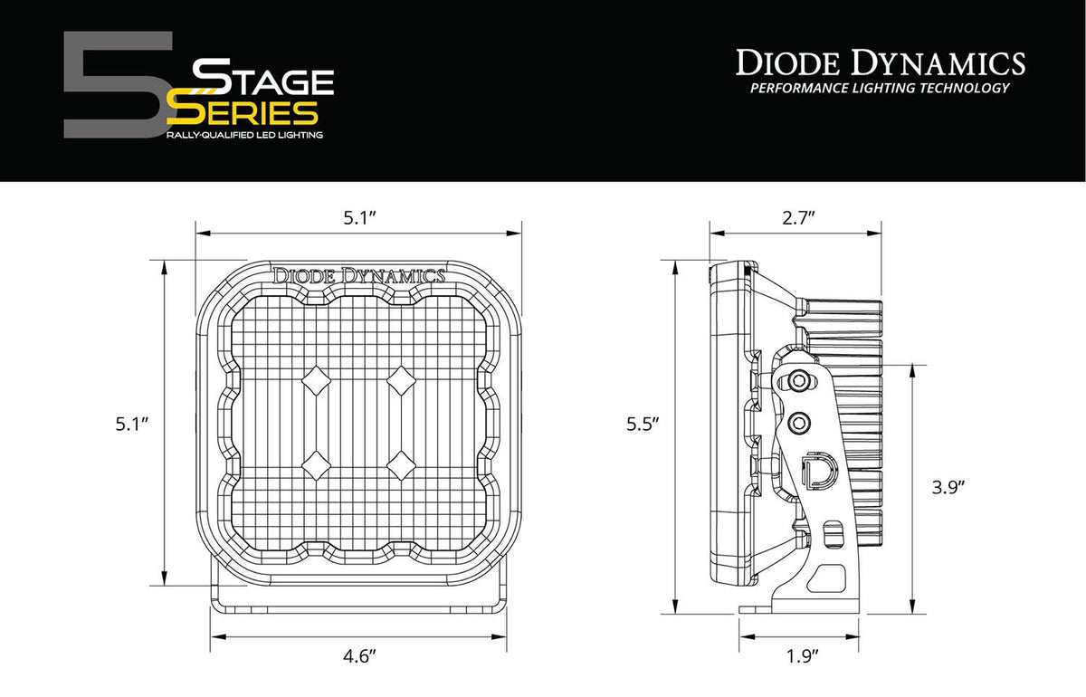 Diode Dynamics SS5 Pro Combo 5 inch LED pod for universal fit