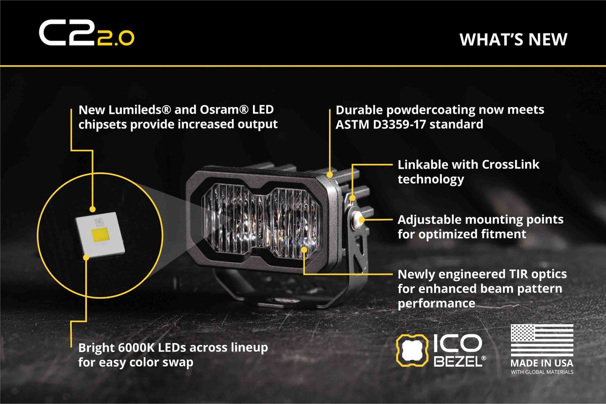 Diode Dynamics C2 2.0 Yellow Max LED Pod for trucks and SUVs – feature overview