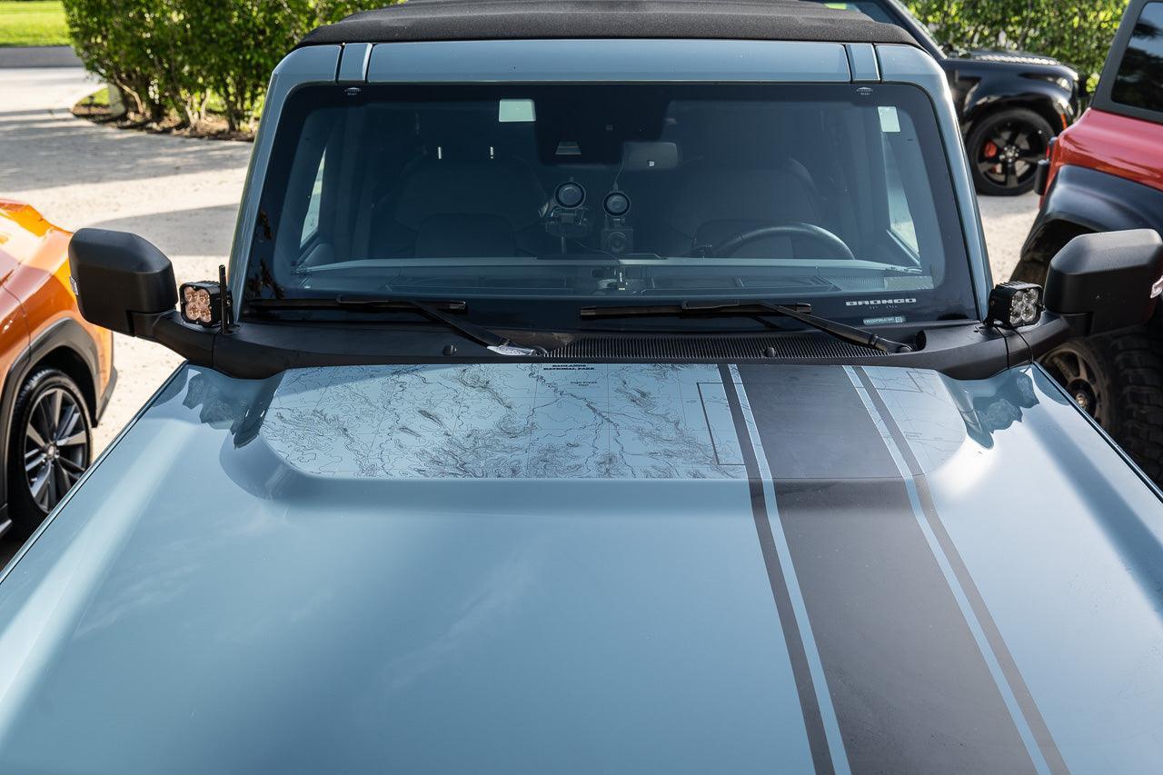 Stealth Clear Badlands Topographic Map Hood Overlay - 2021+ Bronco